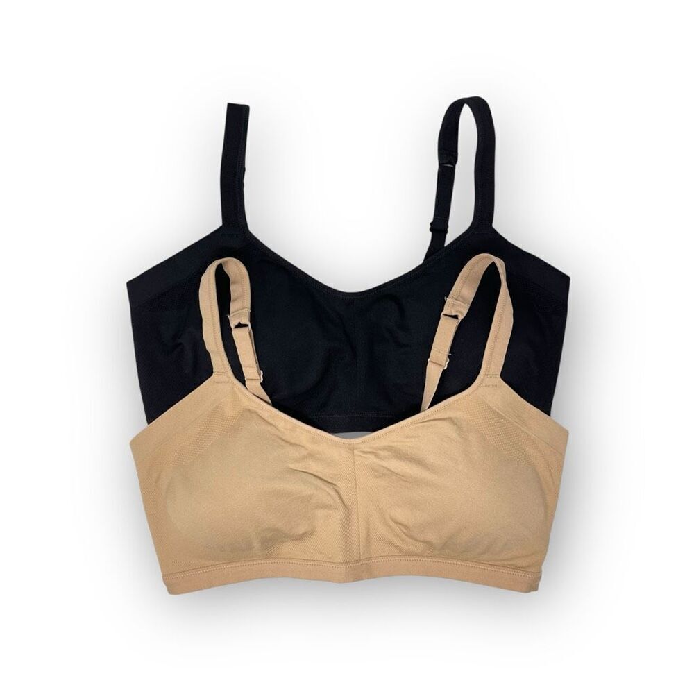 Felina Side Smoothing Bra Adjustable Straps Lot of 2 Black Tan Women’s Size XL